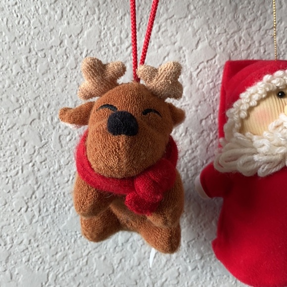 Vintage Christmas Fabric Ornaments Snow man Santa and Reindeer - Picture 3 of 12